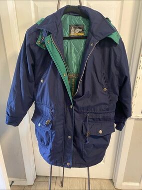 London Fog Navy and Teal Parka Jacket women’s size 12P